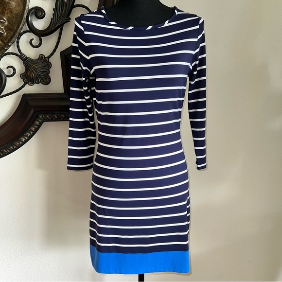 Southern Tide Women’s Soft Knit Striped Dress Crewneck 3/4 sleeves Navy White XS - Picture 13 of 16